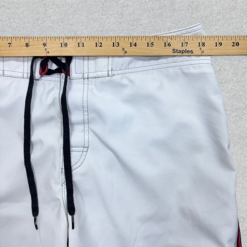 Vintage Billabong Andy Irons Boardshorts Mens 36 White Red Rising Sun Lined Y2K